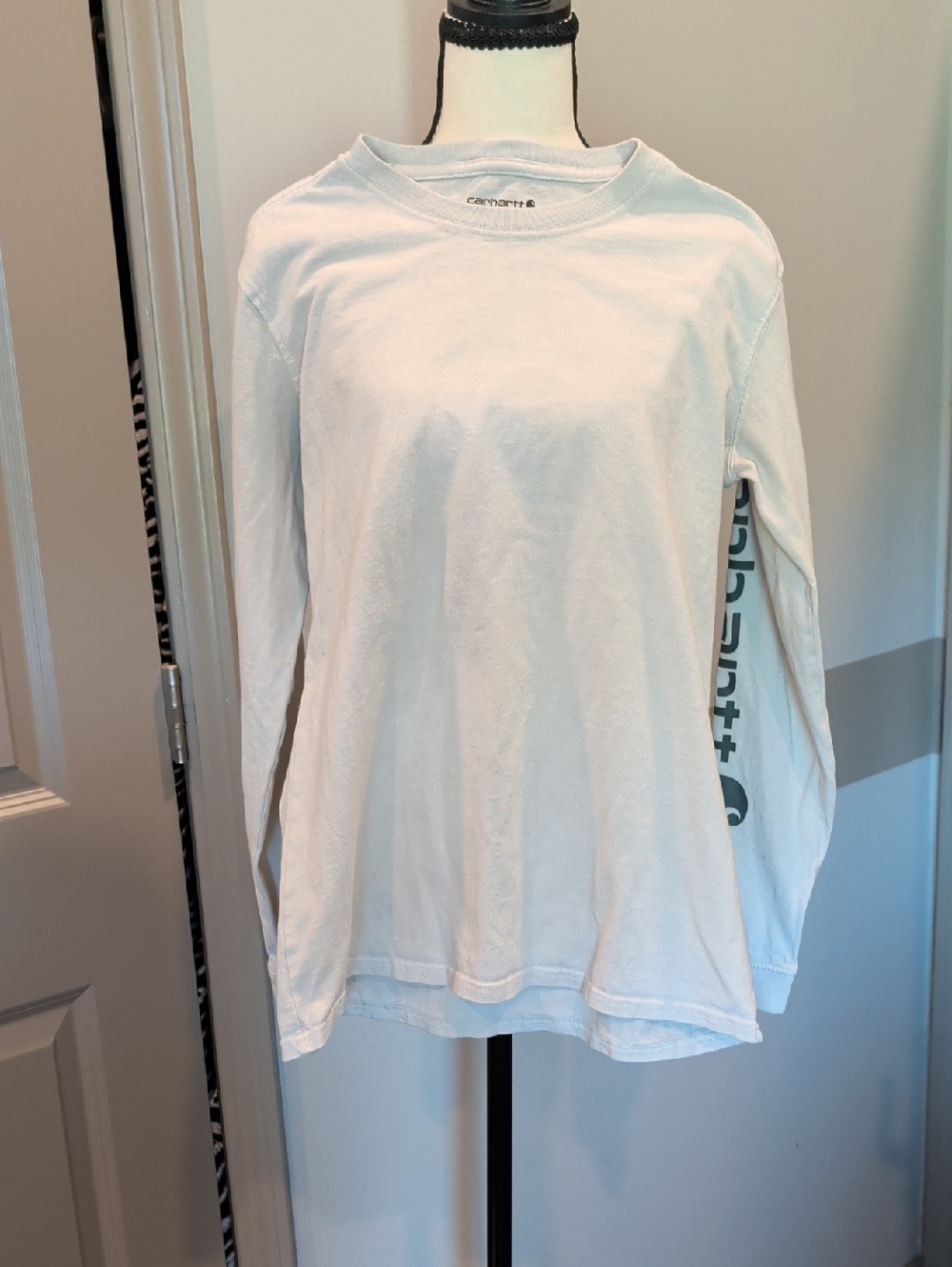 Carhartt White Long Sleeve Graphic Tee with Sleeve Logo